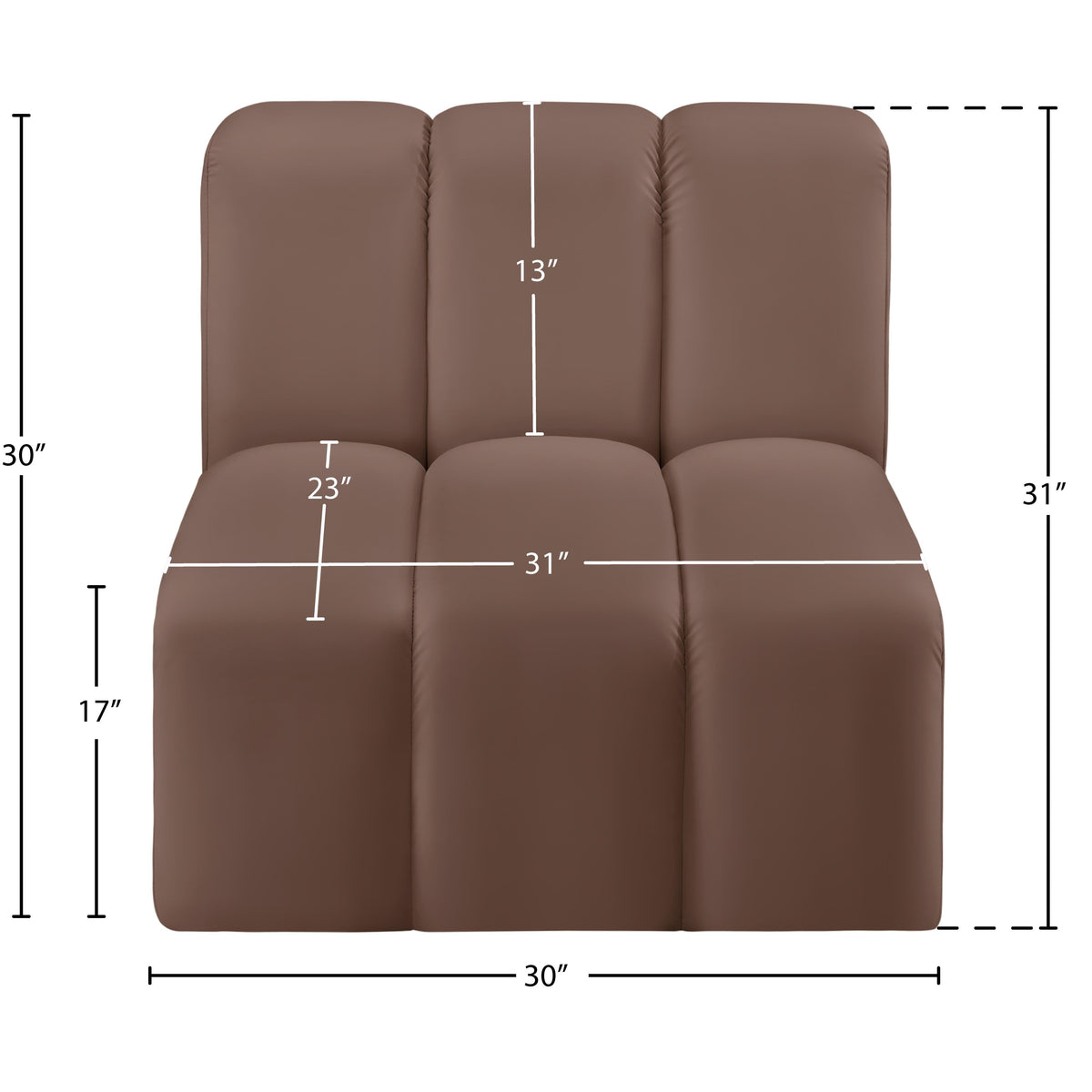 Meridian Arc Brown Vegan Leather Straight Chair