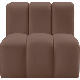 Meridian Arc Brown Vegan Leather Straight Chair