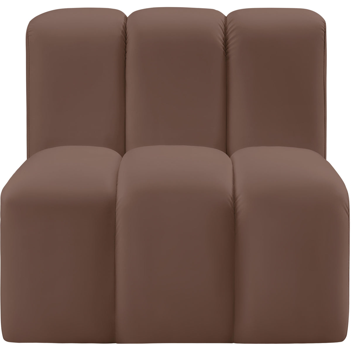 Meridian Arc Brown Vegan Leather Straight Chair