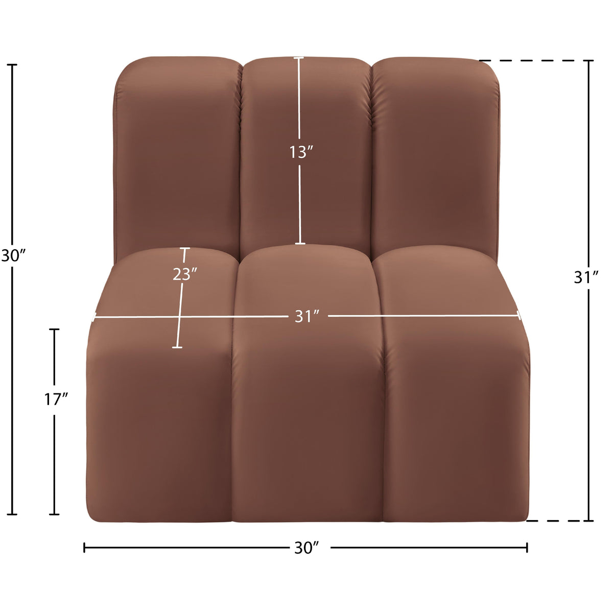 Meridian Arc Cognac Vegan Leather Straight Chair