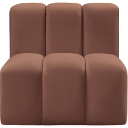 Meridian Arc Cognac Vegan Leather Straight Chair