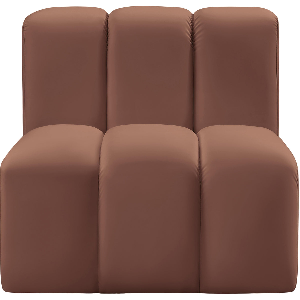 Meridian Arc Cognac Vegan Leather Straight Chair