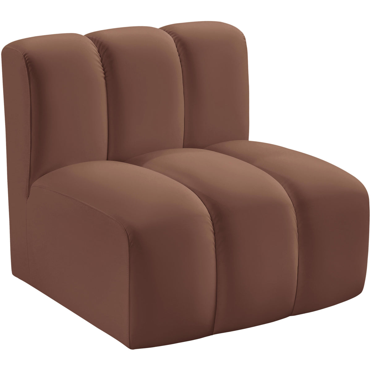 Meridian Arc Cognac Vegan Leather Straight Chair