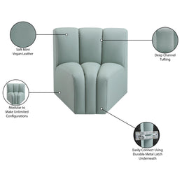 Meridian Arc Mint Green Vegan Leather Curved Corner