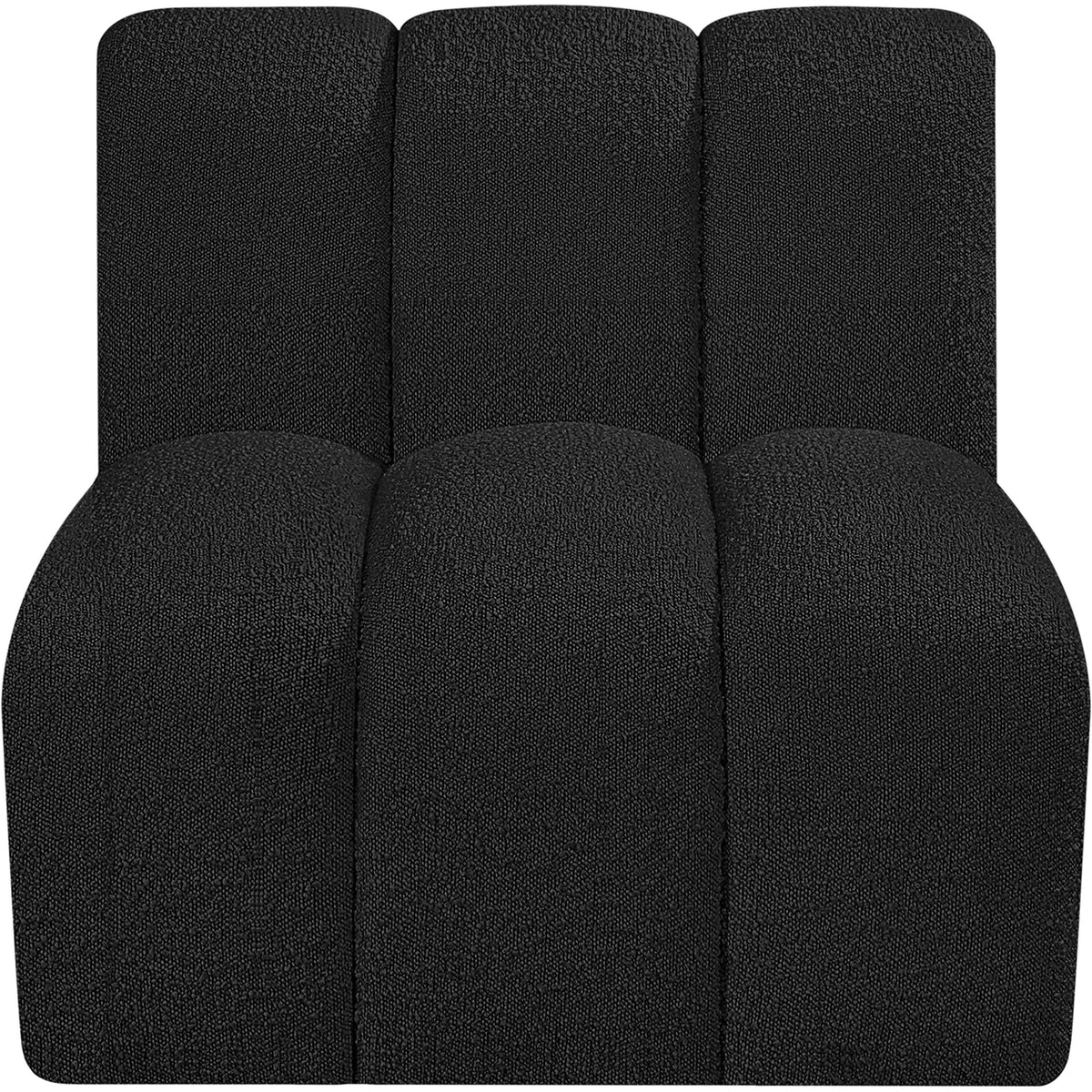 Meridian Arc Black Boucle Fabric Straight Chair