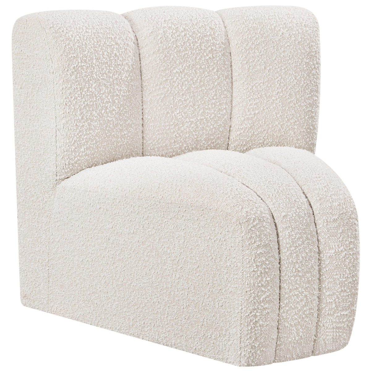 Meridian Arc Cream Boucle Fabric Curved Corner