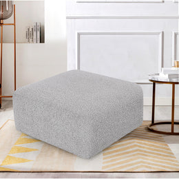 Meridian Arc Grey Boucle Fabric Ottoman