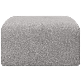 Meridian Arc Grey Boucle Fabric Ottoman