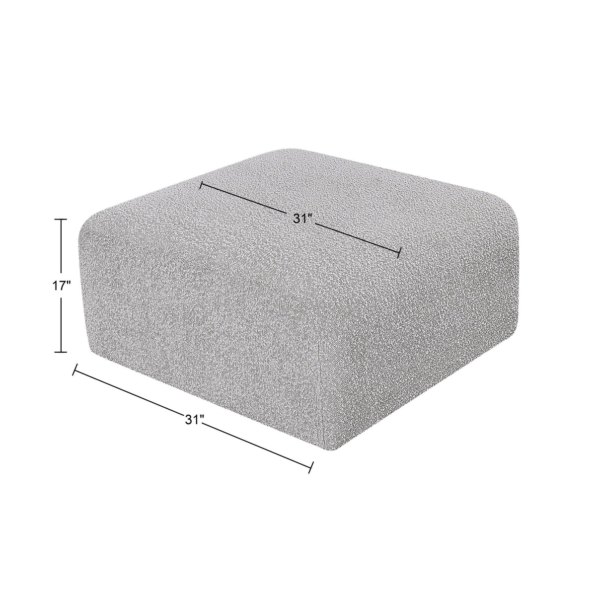 Meridian Arc Grey Boucle Fabric Ottoman