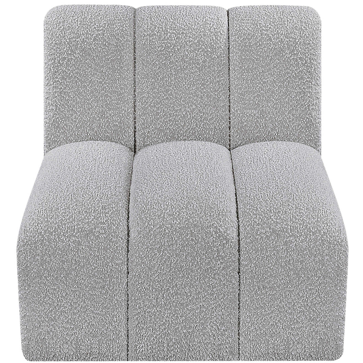 Meridian Arc Grey Boucle Fabric Straight Chair