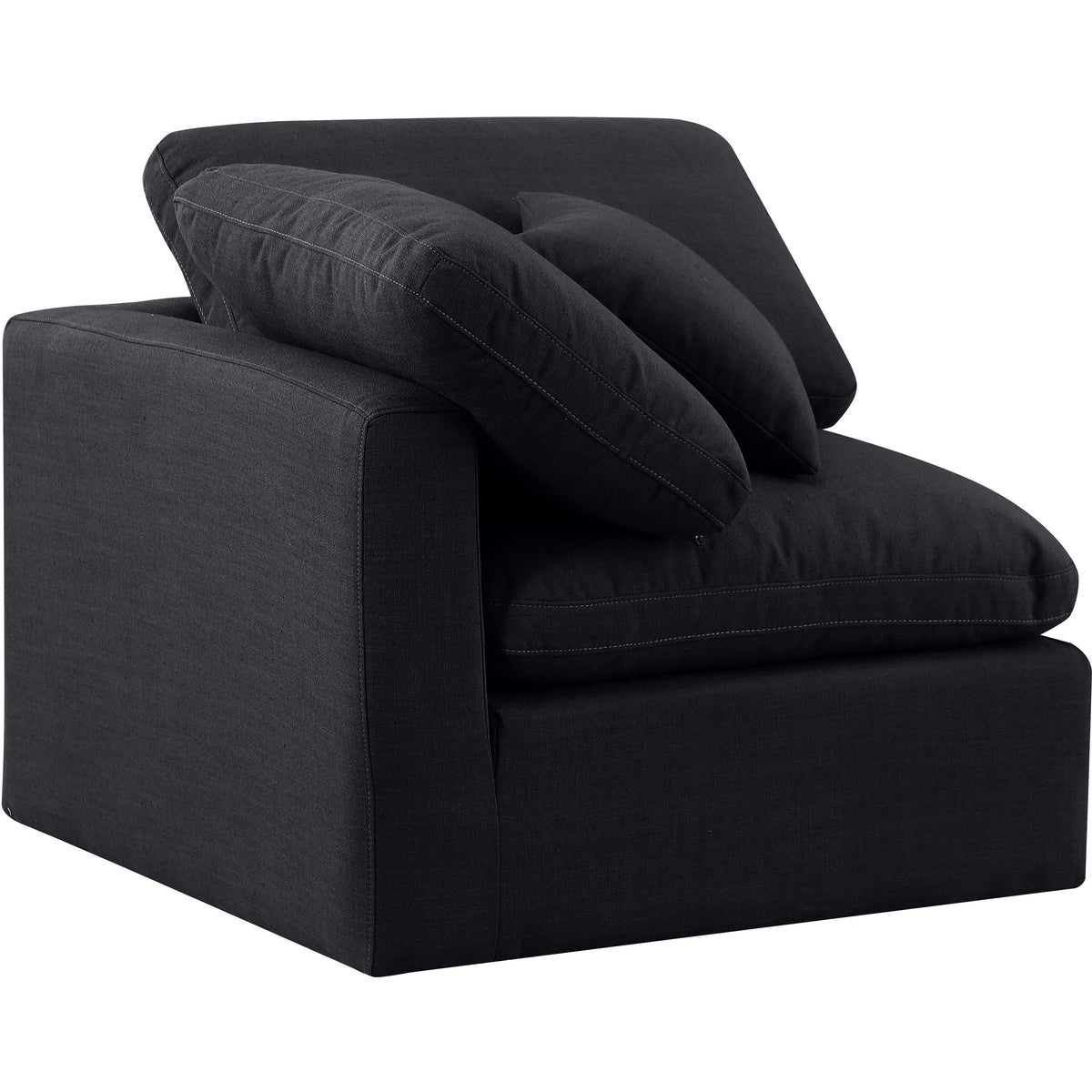 Meridian Indulge Black Linen Textured Fabric Corner Chair
