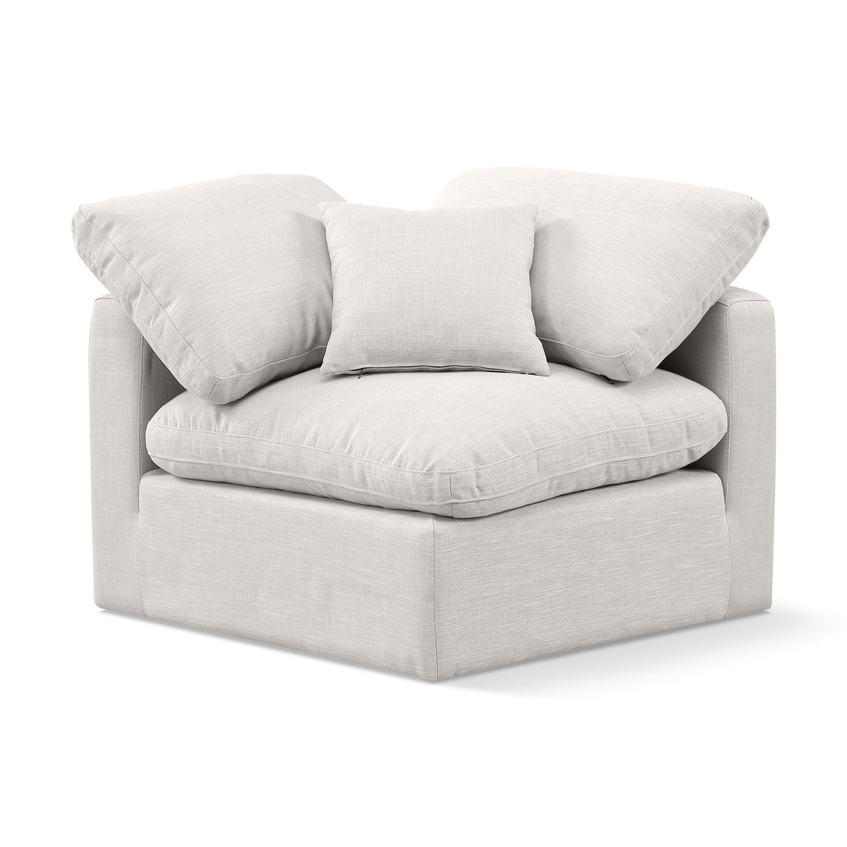 Meridian Indulge Cream Linen Textured Fabric Corner Chair
