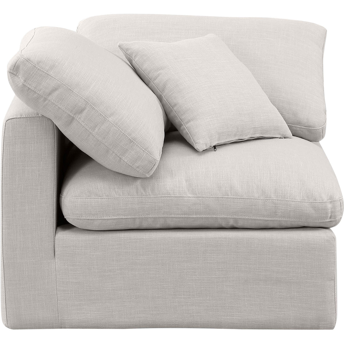 Meridian Indulge Cream Linen Textured Fabric Corner Chair