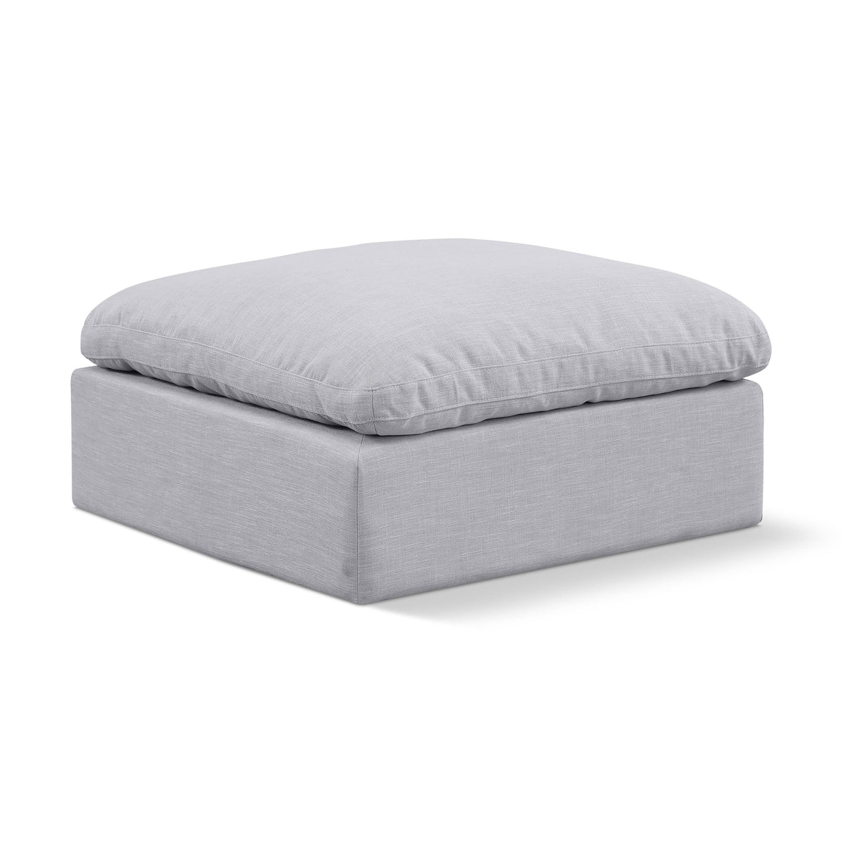 Meridian Indulge Grey Linen Textured Fabric Ottoman