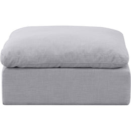 Meridian Indulge Grey Linen Textured Fabric Ottoman