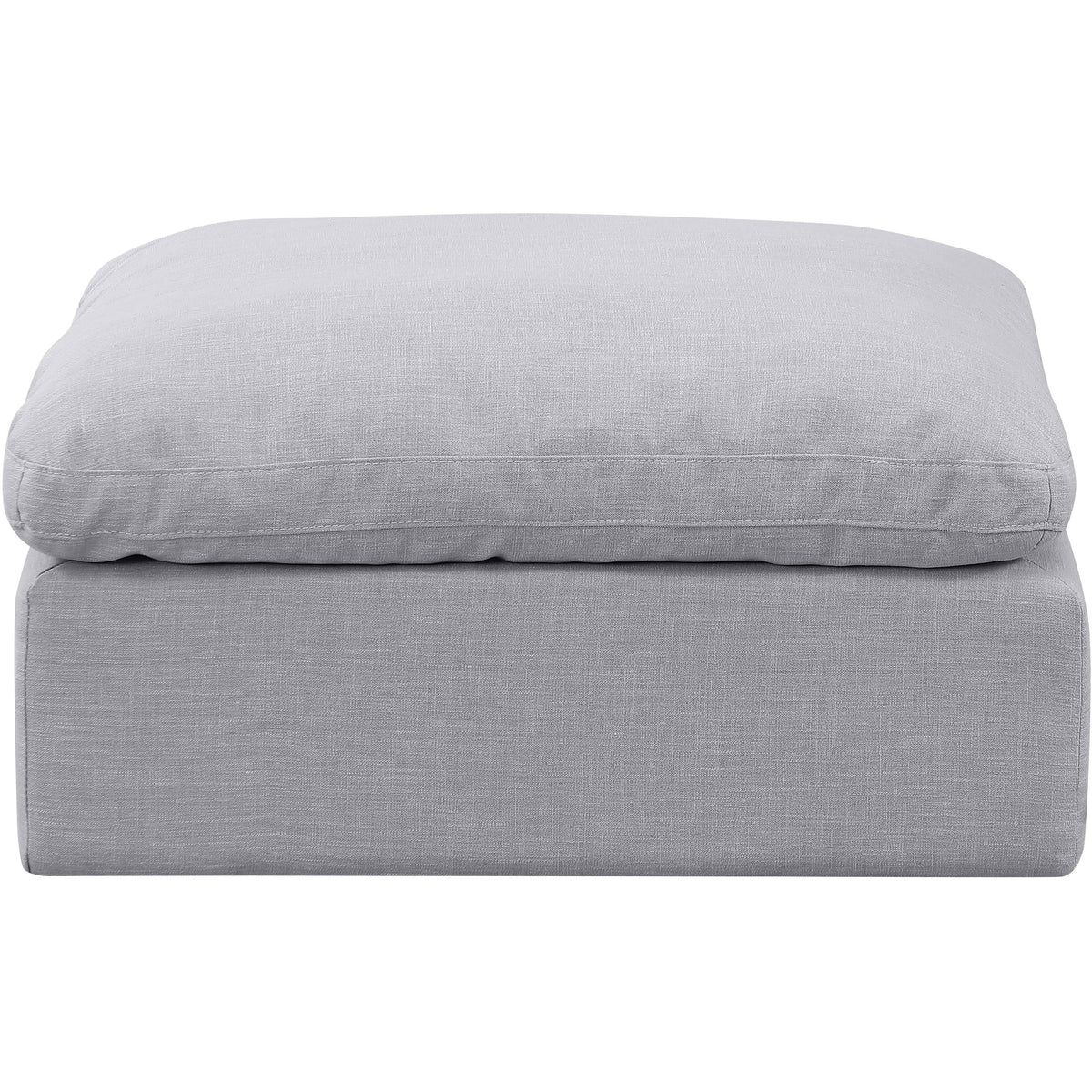 Meridian Indulge Grey Linen Textured Fabric Ottoman
