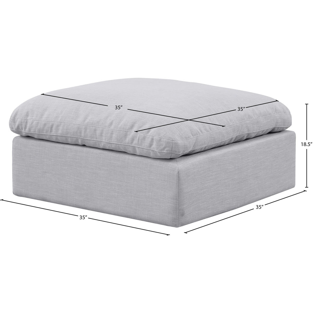 Meridian Indulge Grey Linen Textured Fabric Ottoman