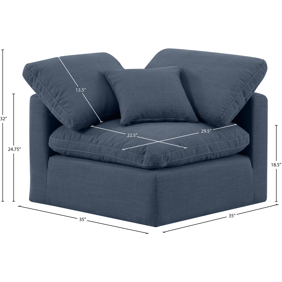Meridian Indulge Navy Linen Textured Fabric Corner Chair