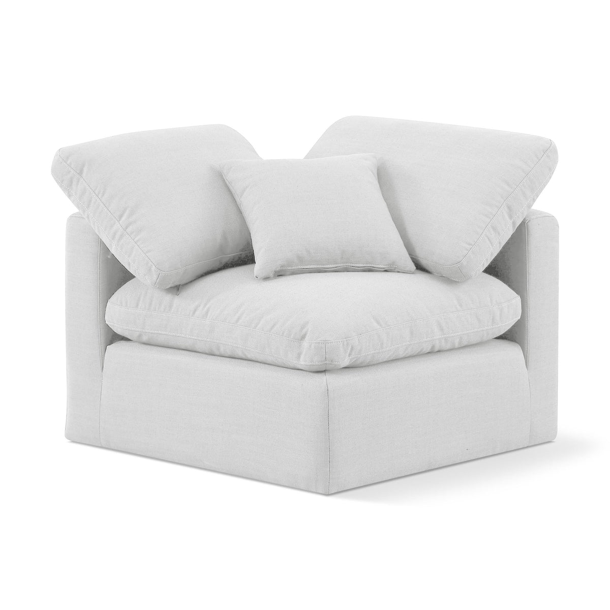 Meridian Indulge White Linen Textured Fabric Corner Chair
