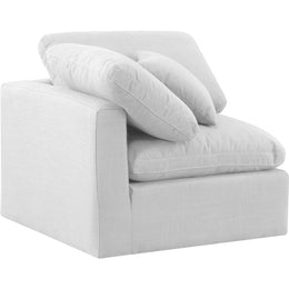 Meridian Indulge White Linen Textured Fabric Corner Chair