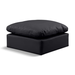 Meridian Indulge Black Vegan Leather Ottoman