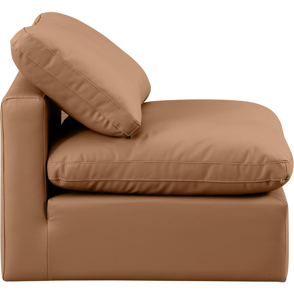 Meridian Indulge Cognac Vegan Leather Armless Chair