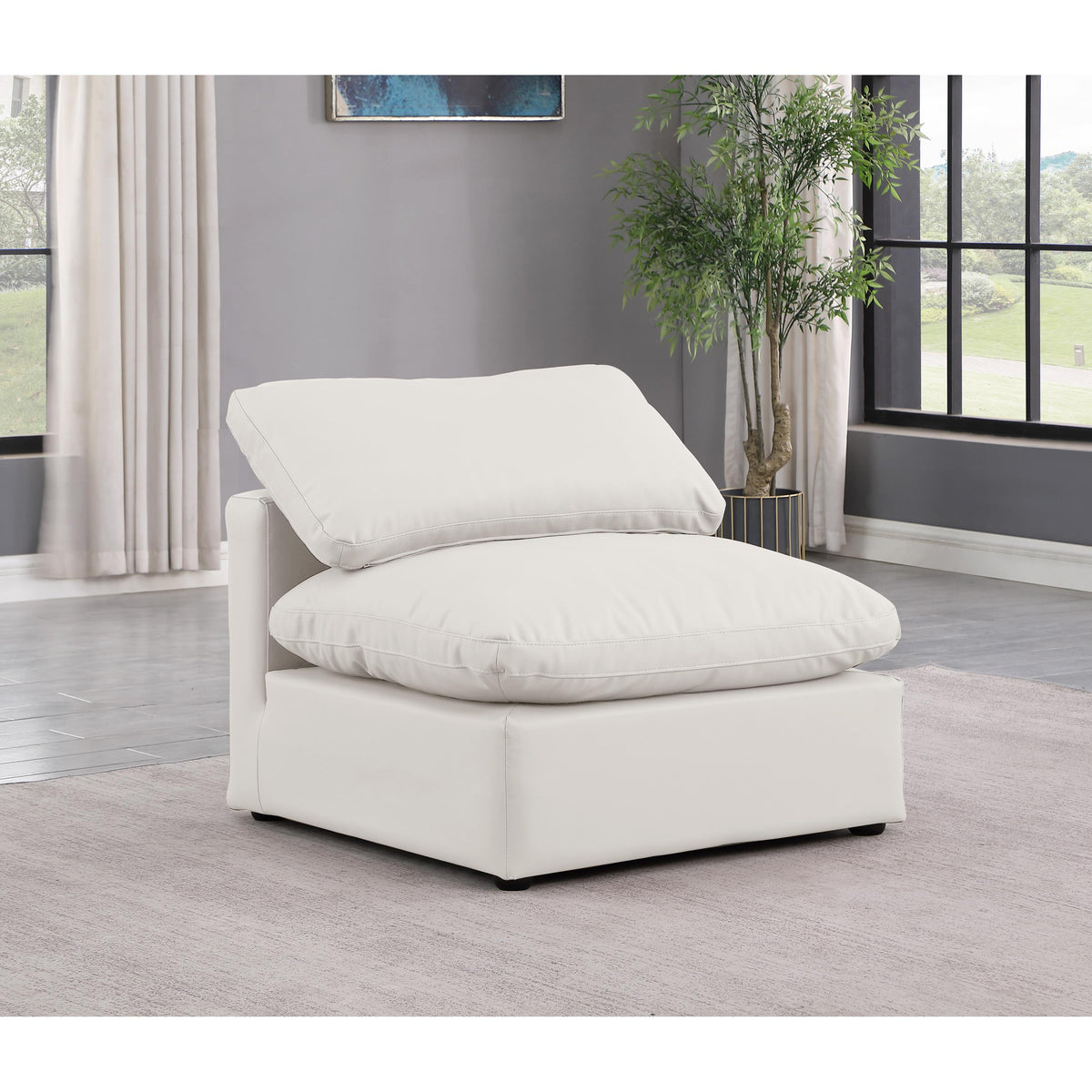 Meridian Indulge Cream Vegan Leather Armless Chair