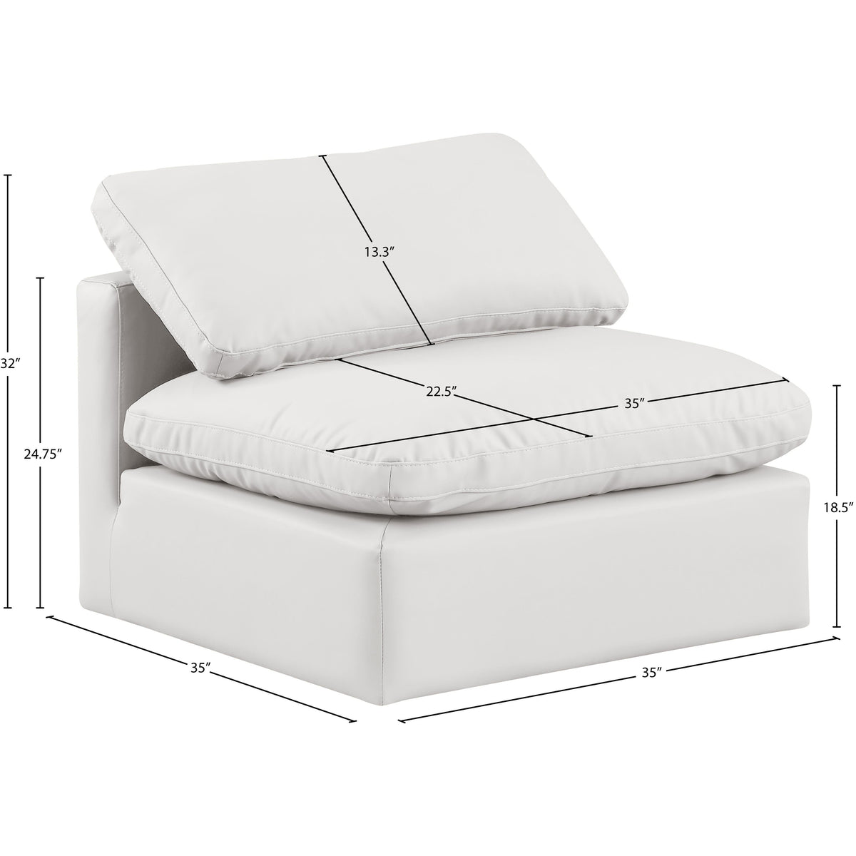 Meridian Indulge Cream Vegan Leather Armless Chair