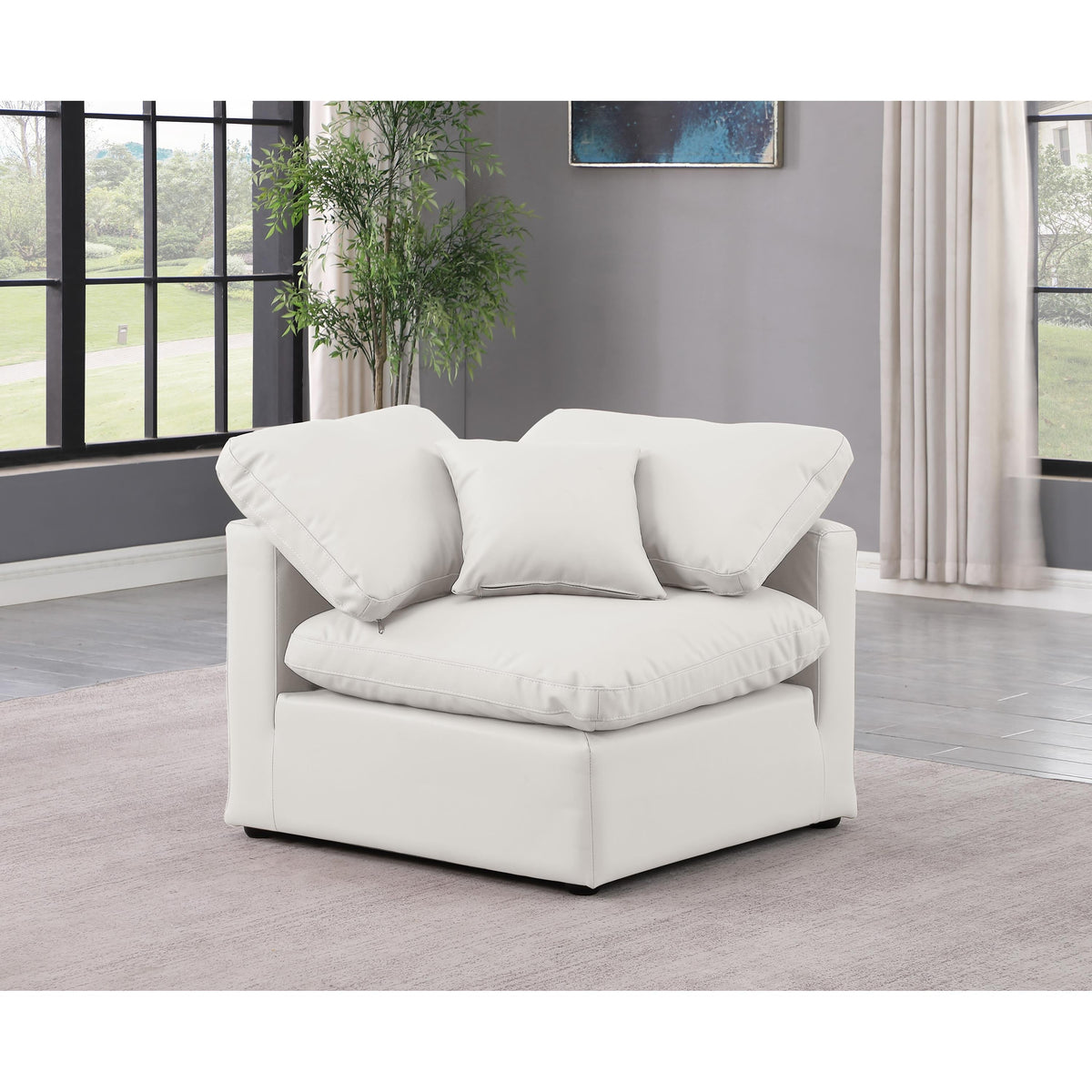Meridian Indulge Cream Vegan Leather Corner Chair