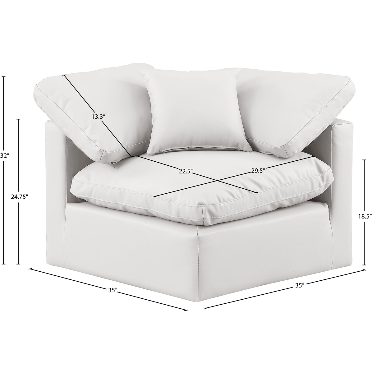 Meridian Indulge Cream Vegan Leather Corner Chair