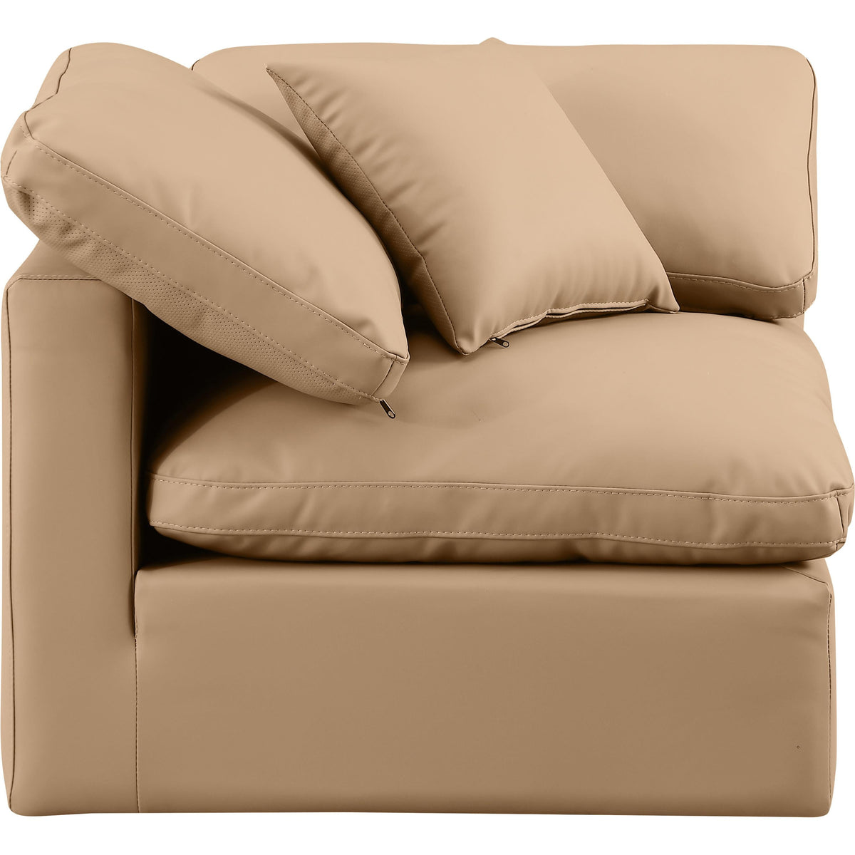 Meridian Indulge Tan Vegan Leather Corner Chair