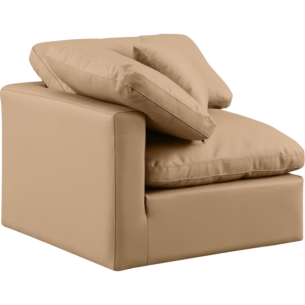 Meridian Indulge Tan Vegan Leather Corner Chair