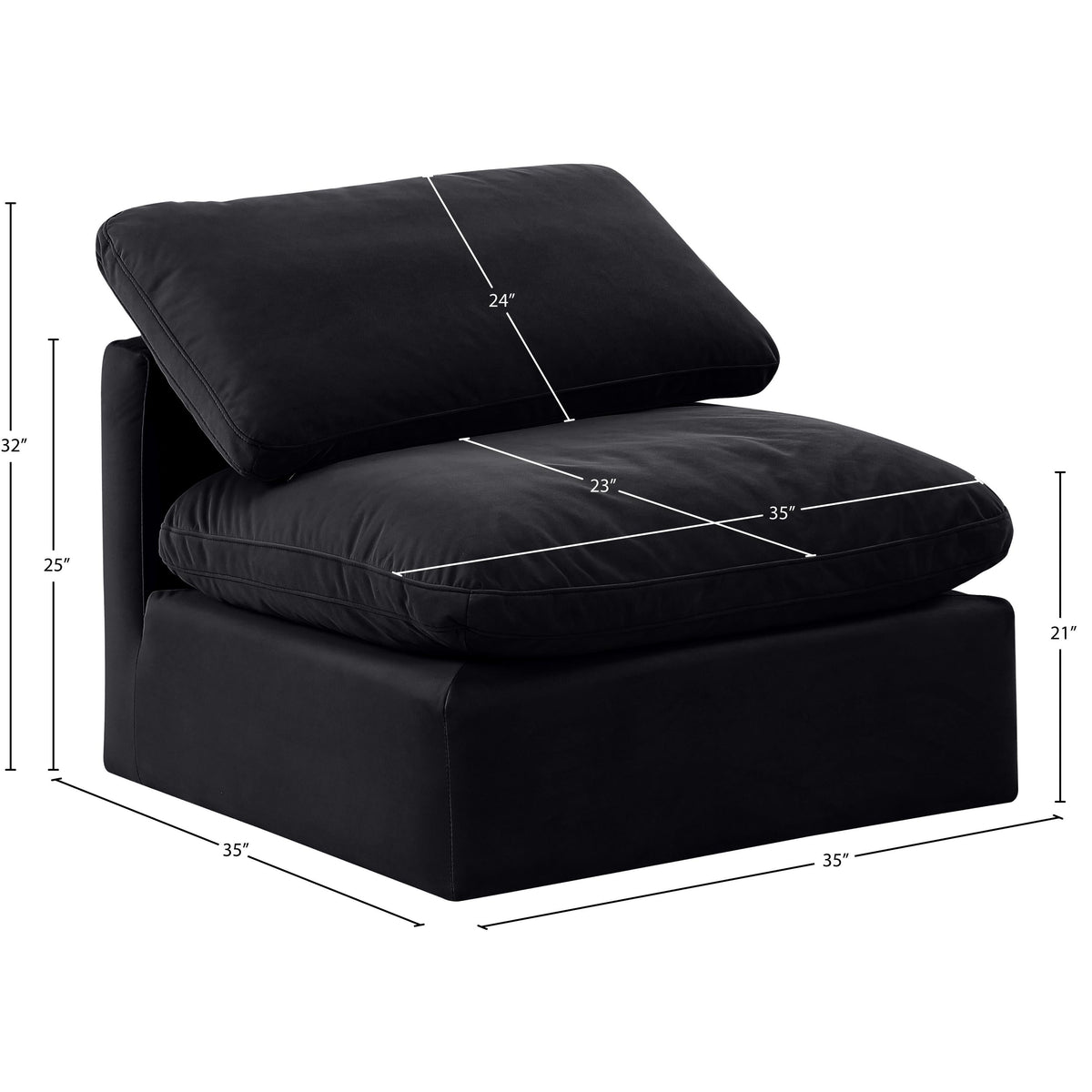 Meridian Indulge Black Velvet Armless Chair