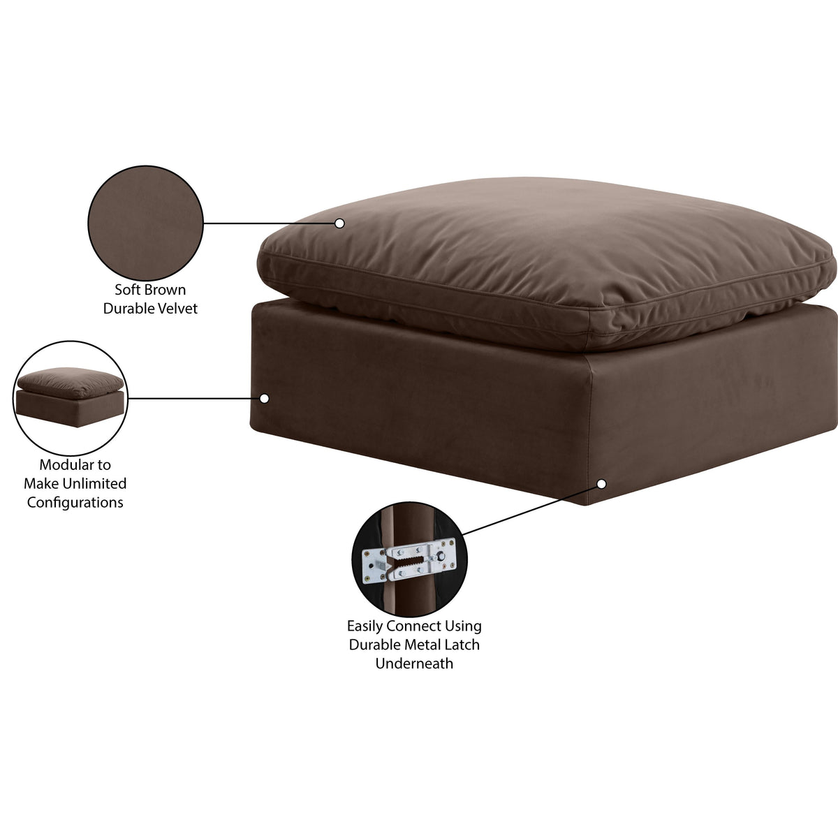 Meridian Indulge Brown Velvet Ottoman