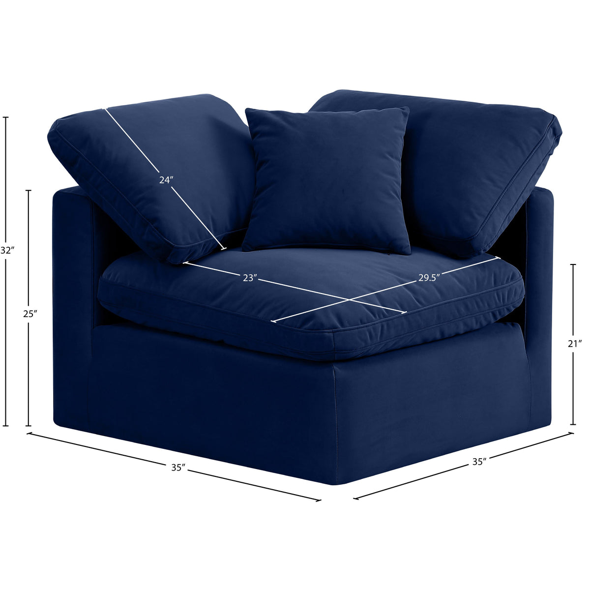 Meridian Indulge Navy Velvet Corner Chair