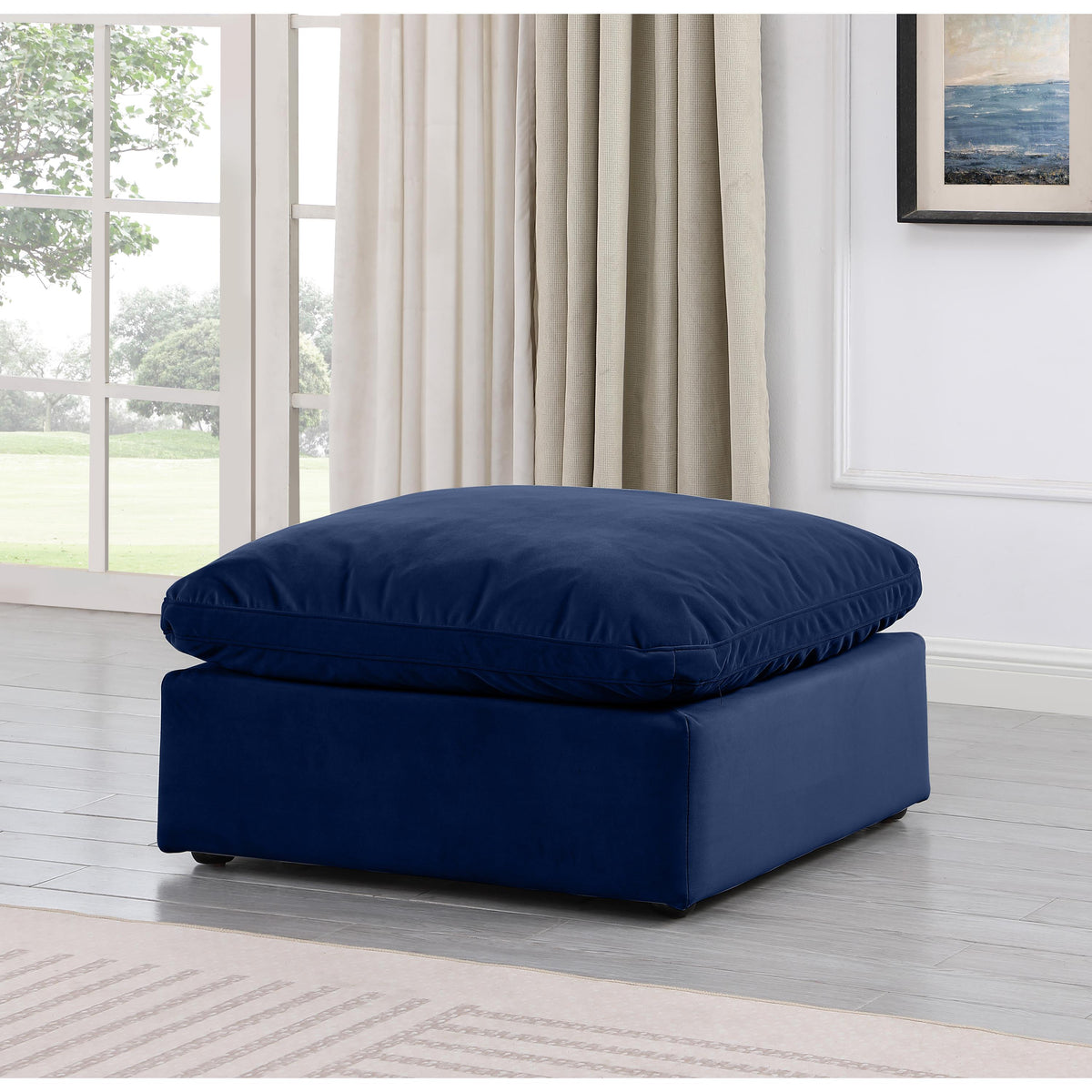 Meridian Indulge Navy Velvet Ottoman