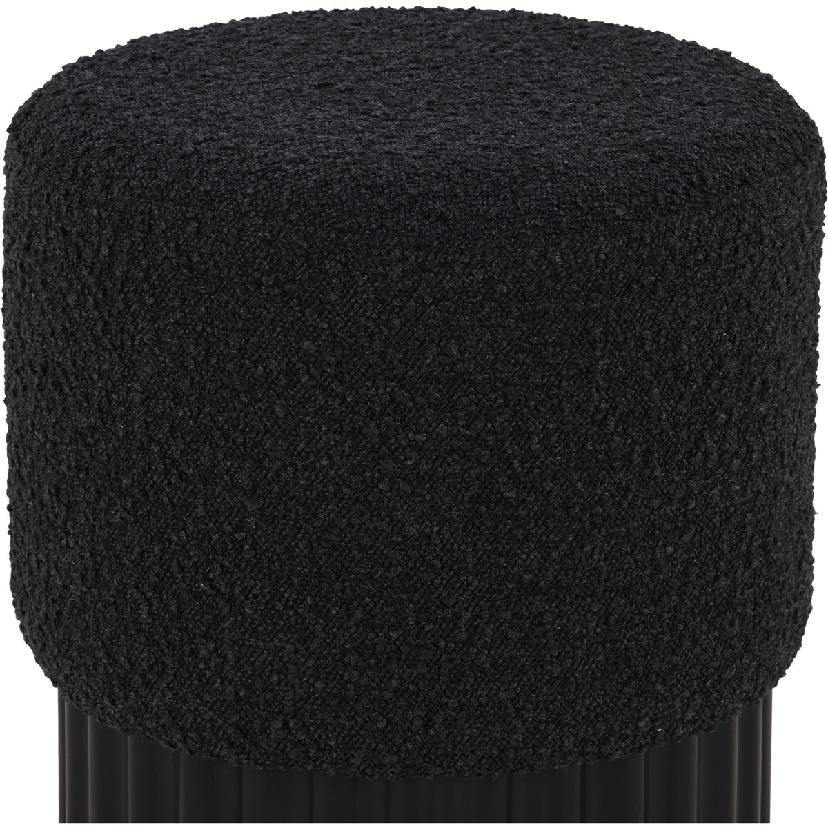 Meridian Veranda Black Boucle Fabric Ottoman/Stool
