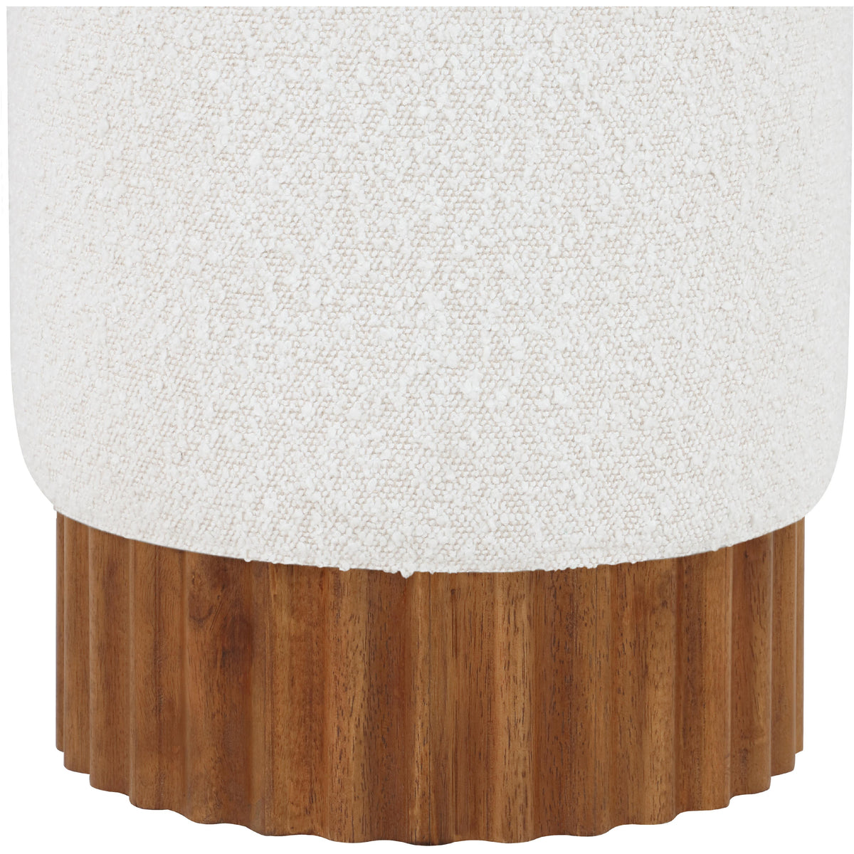 Meridian Veranda Cream Boucle Fabric Ottoman/Stool