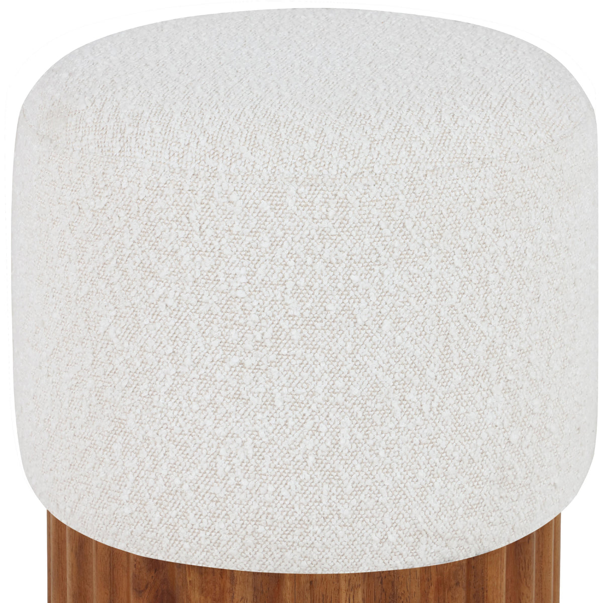Meridian Veranda Cream Boucle Fabric Ottoman/Stool