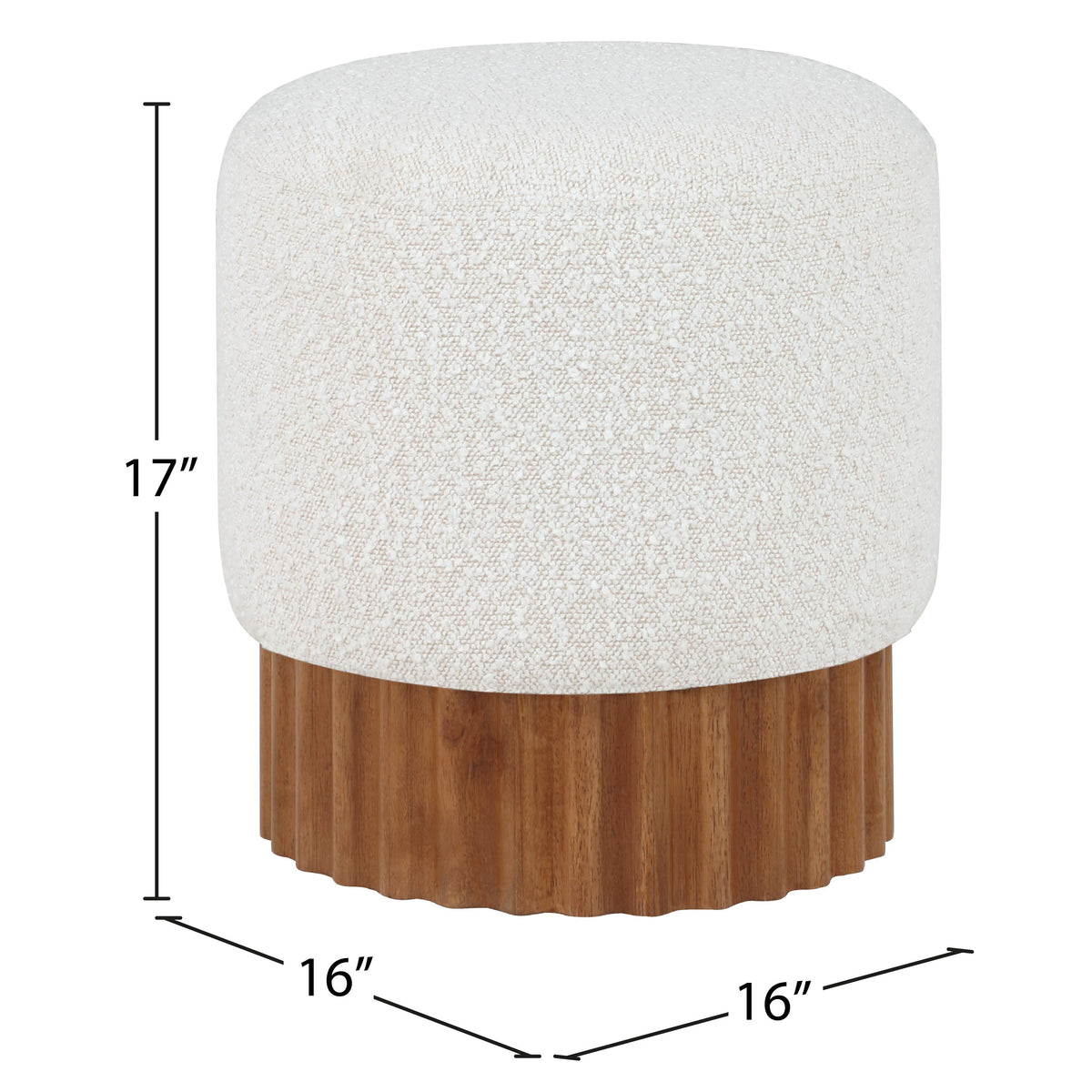 Meridian Veranda Cream Boucle Fabric Ottoman/Stool