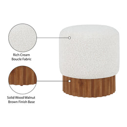 Meridian Veranda Cream Boucle Fabric Ottoman/Stool