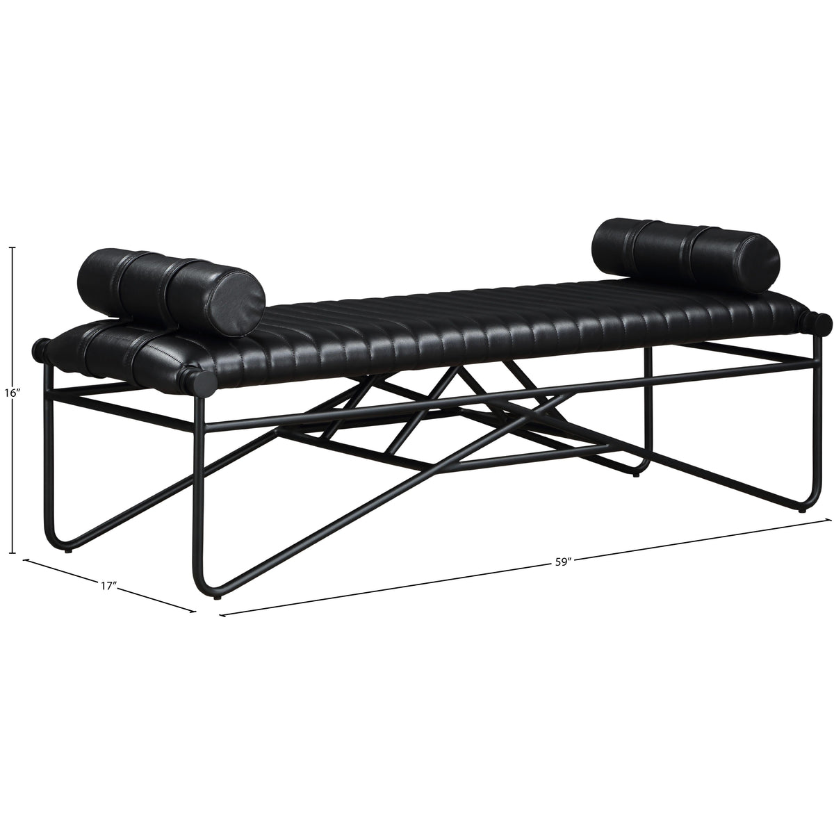 Meridian Gatsby Black Vegan Leather Bench