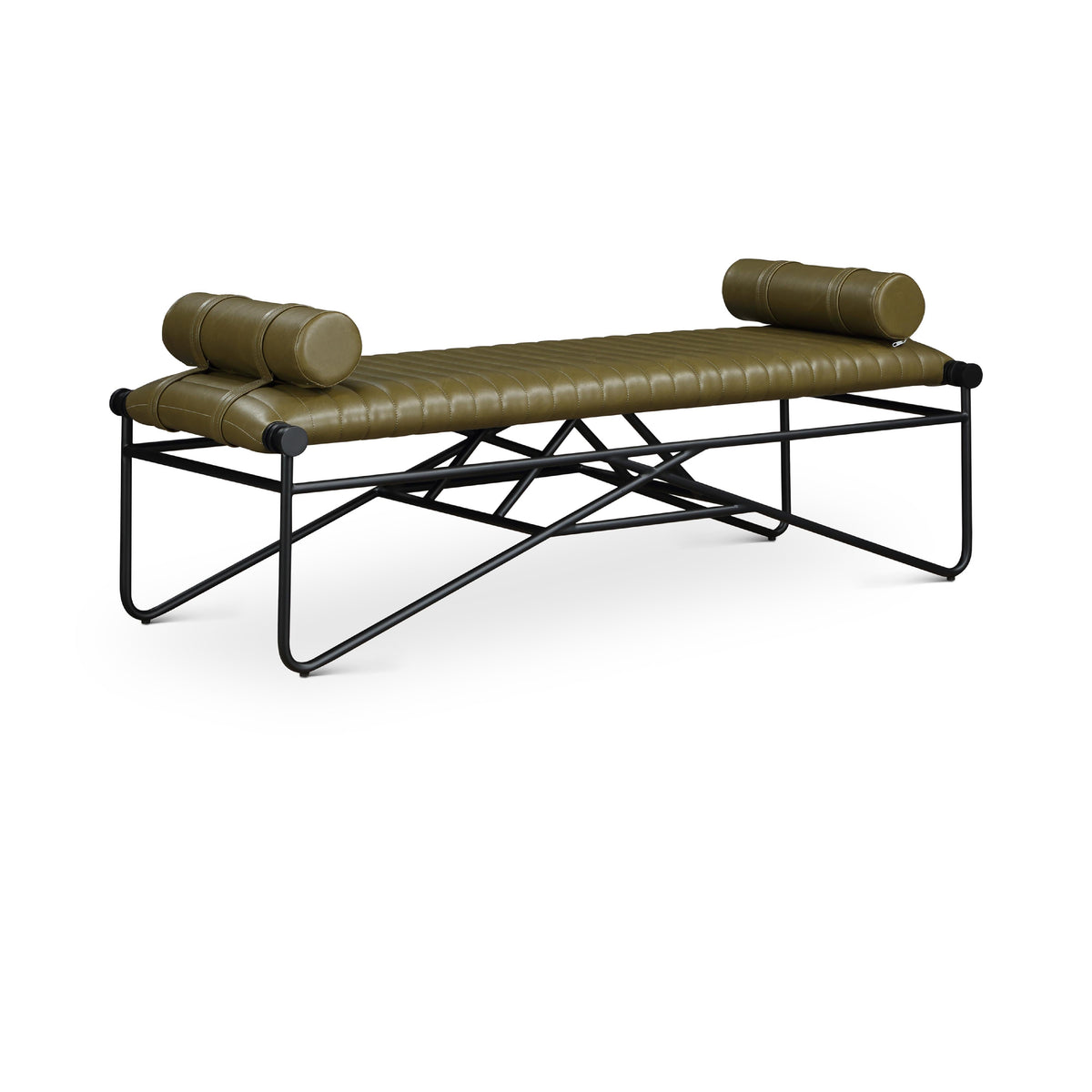 Meridian Gatsby Olive Vegan Leather Bench