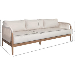 Meridian Maui Cream Water Resistant Fabric Outdoor Patio Sofa