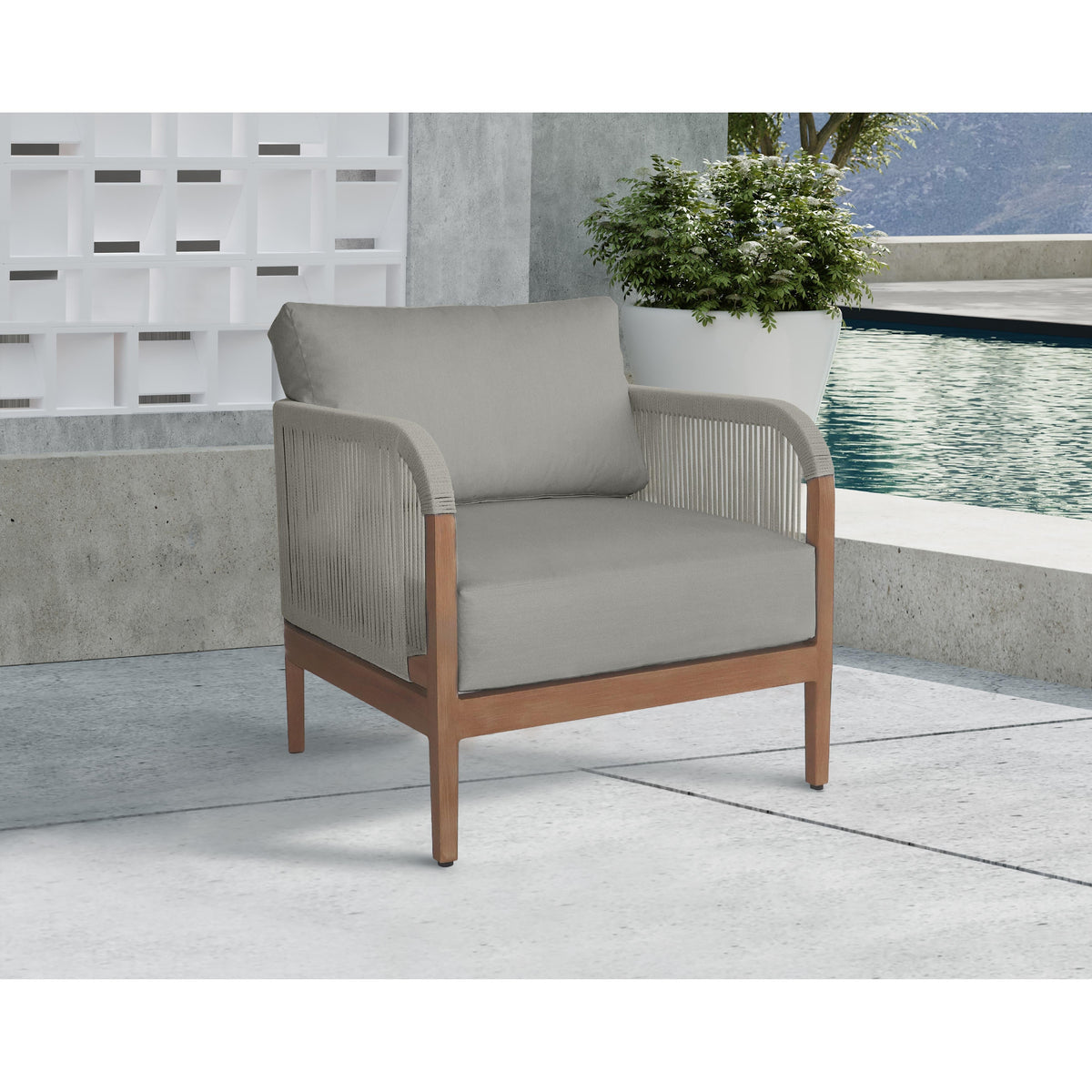 Meridian Maui Grey Water Resistant Fabric Outdoor Patio Chair