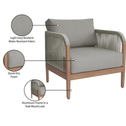 Meridian Maui Grey Water Resistant Fabric Outdoor Patio Chair