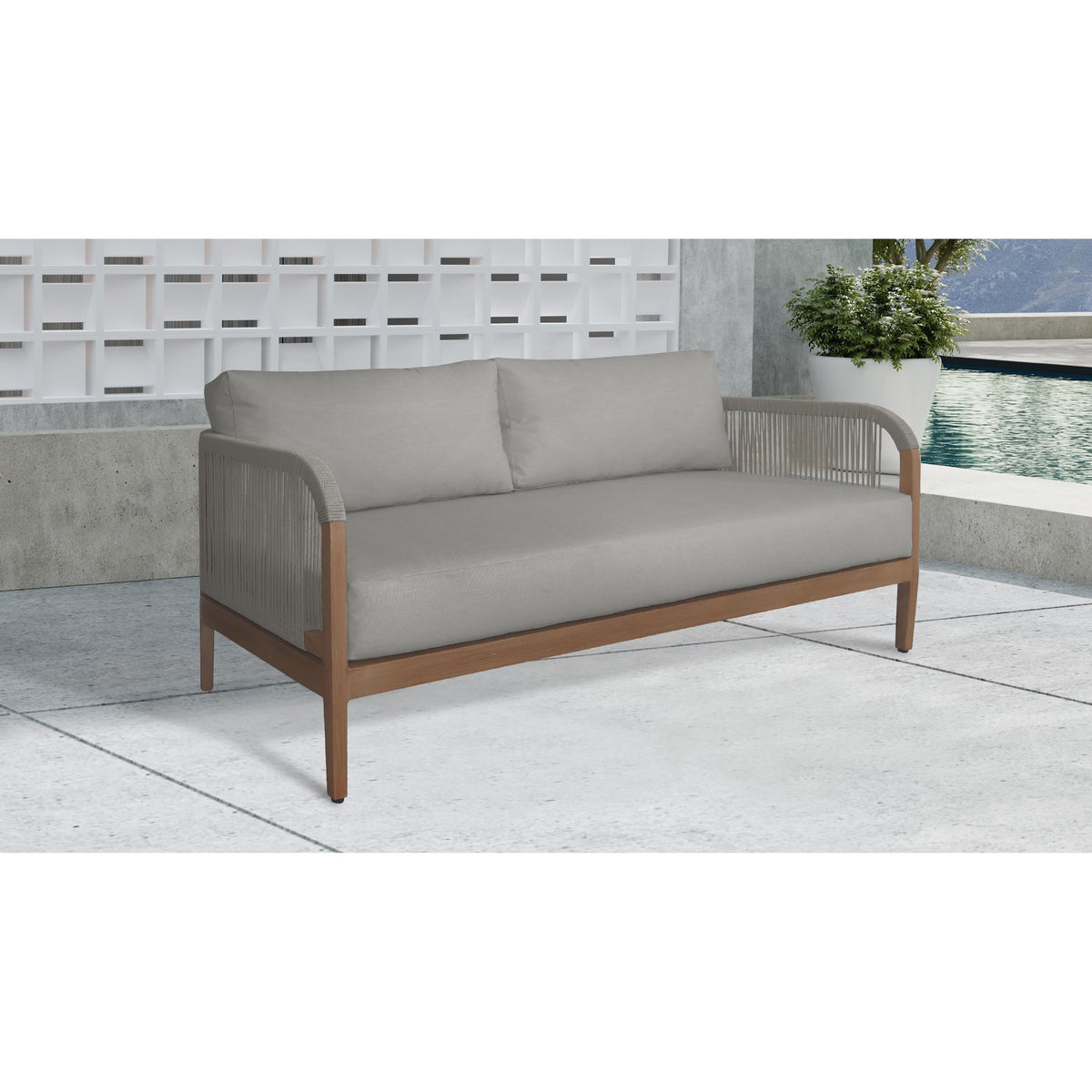 Meridian Maui Grey Water Resistant Fabric Outdoor Patio Loveseat