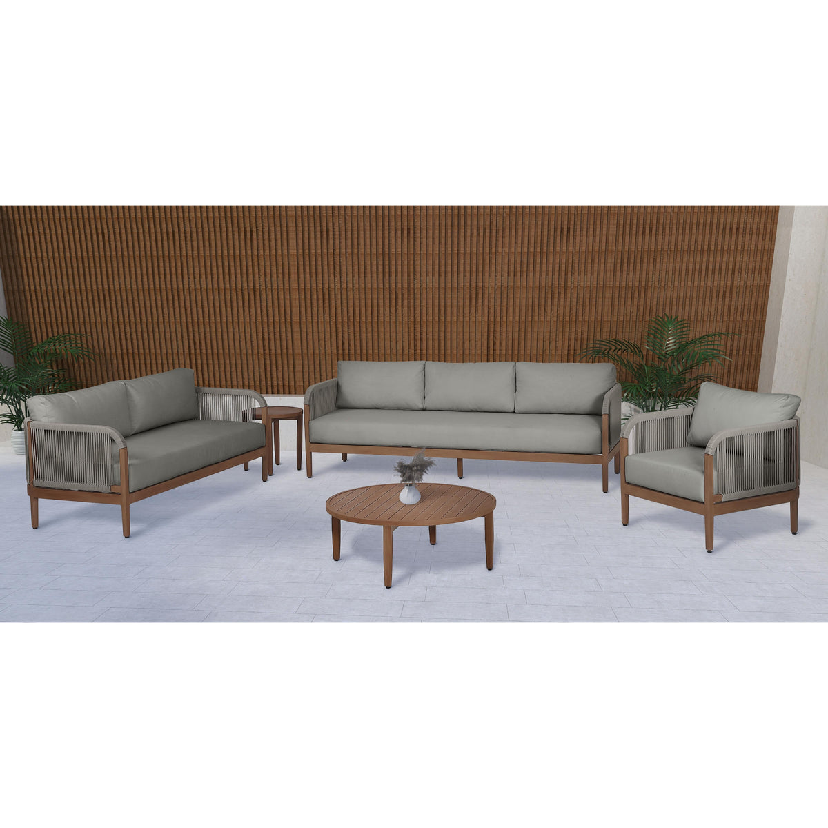 Meridian Maui Grey Water Resistant Fabric Outdoor Patio Sofa