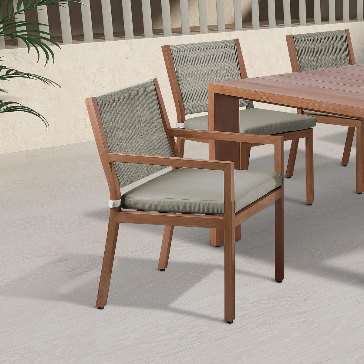 Meridian Maui Grey Water Resistant Fabric Outdoor Patio Dining Arm Chair