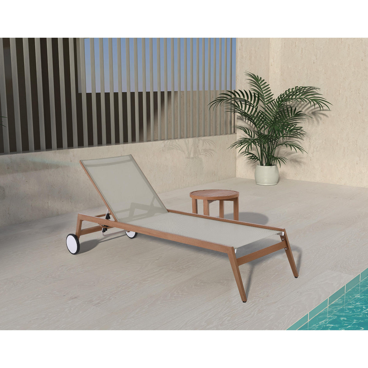 Meridian Maui Grey Water Resistant Fabric Outdoor Patio Lounger
